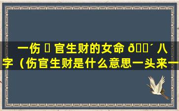 一伤 ☘ 官生财的女命 🌴 八字（伤官生财是什么意思一头来一场空）